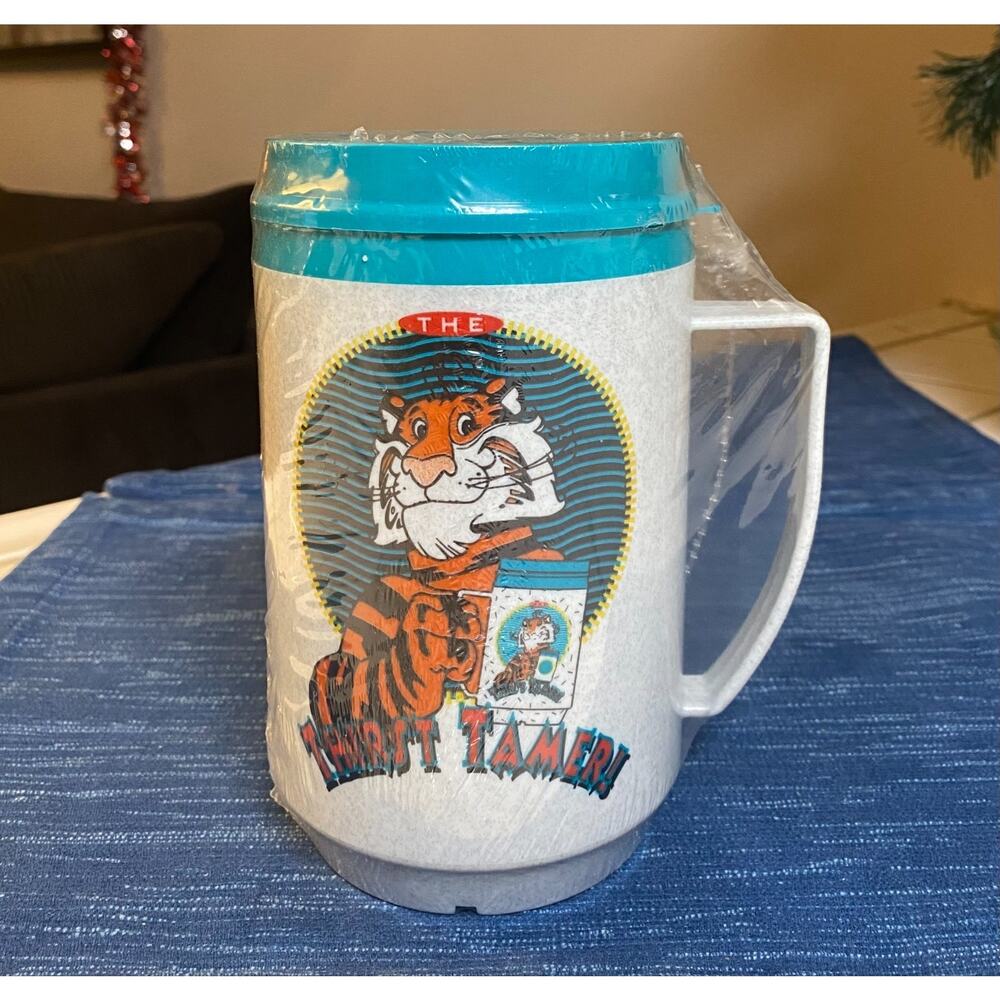 Vintage Sealed 90's Exxon Tiger Drinking Thermal Mug New Thirst Tamer 50B